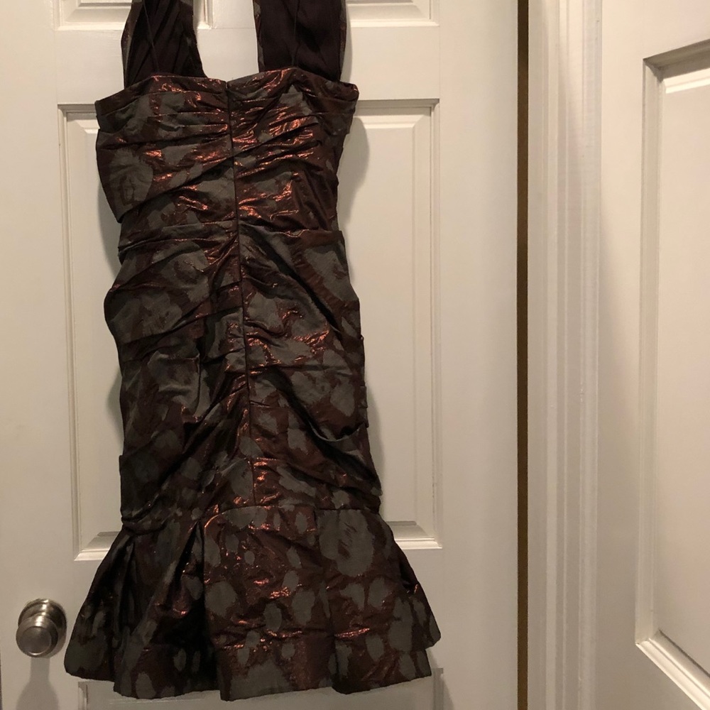 J. Mendel Copper and Brown Brocade Cocktail Dress. - Picture 4 of 8
